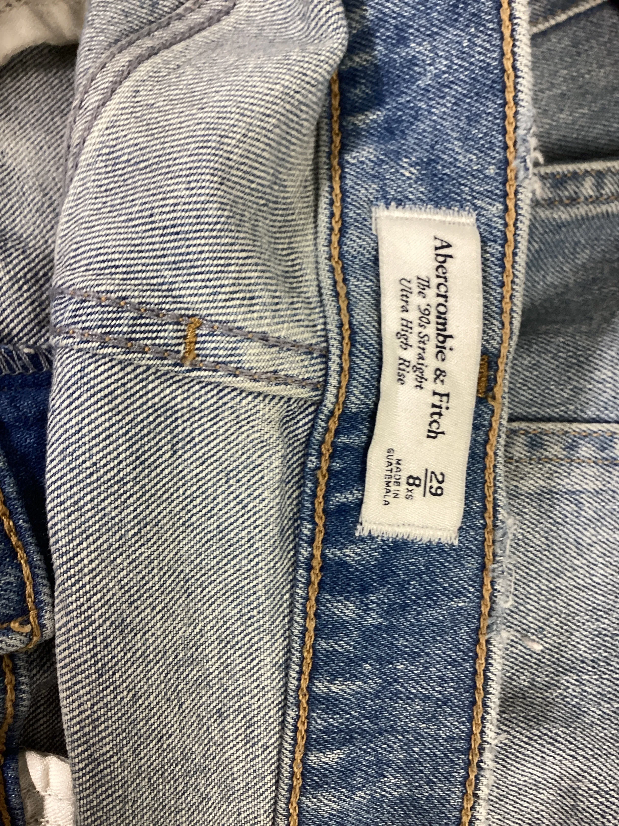 Blue Denim Jeans Straight Abercrombie And Fitch, Size 8