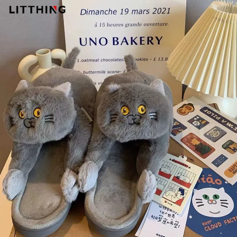 Cuddly Cat Fur Slippers