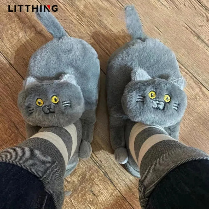 Cuddly Cat Fur Slippers