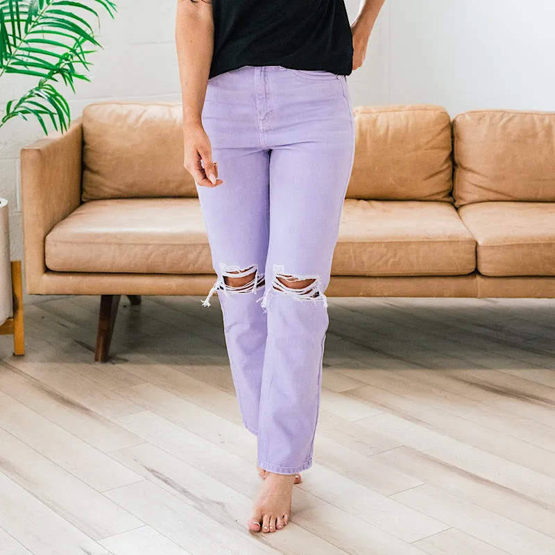 KanCan Falling Fast Straight Jeans - Lavender FINAL SALE