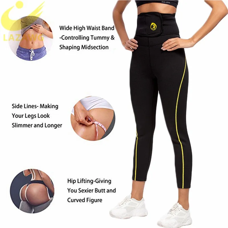 Women's High Waist Neoprene Sauna Slimming Pants Gym Fitness Workout Hot Thermos Sweat Sauna Leggings